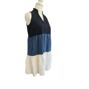 52SEVEN linen. blend tri color block sleeveless tunic dress size medium